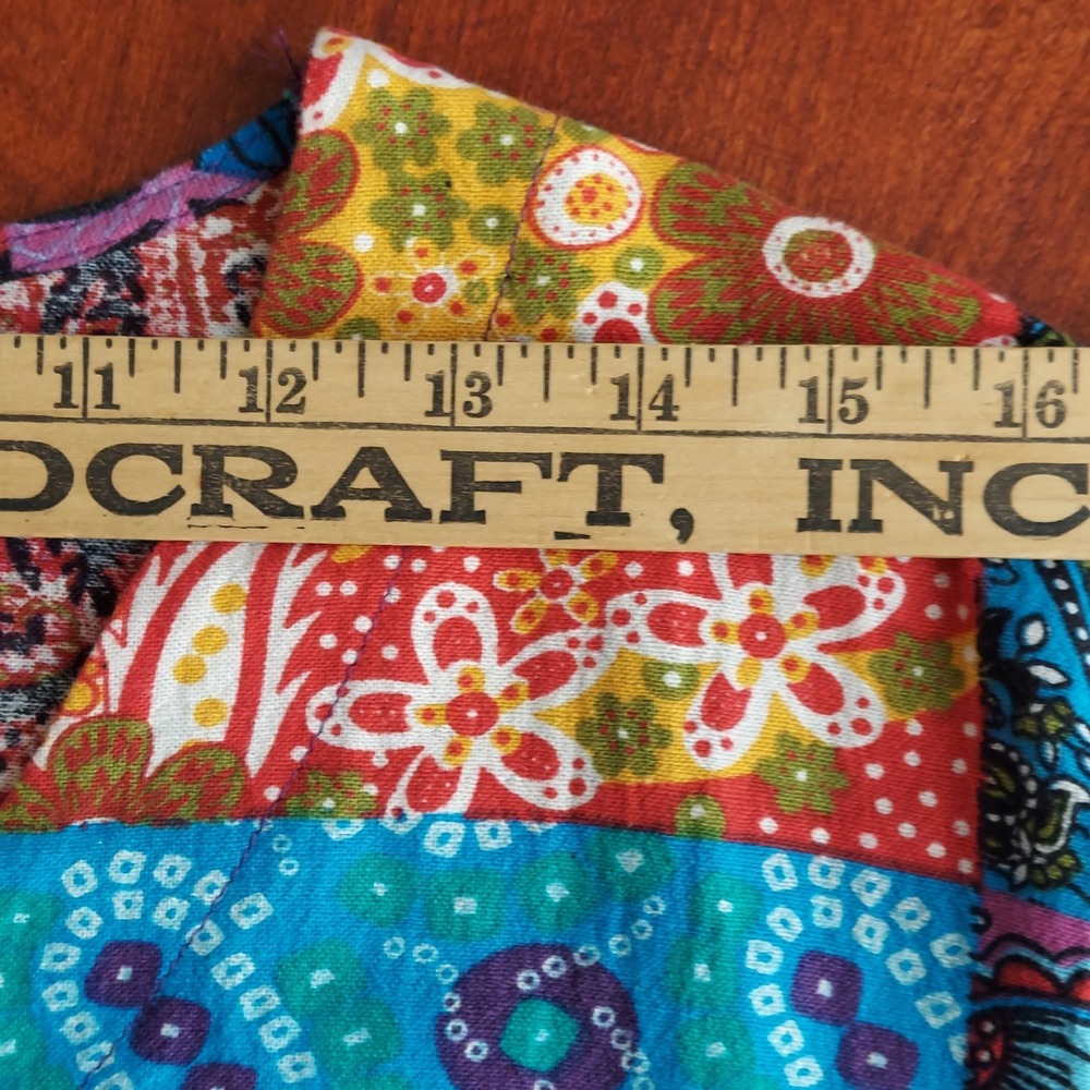 Patchwork Print Maxi Dress Womens XL Boho Festival Colorful Paisley V Neck Indie - Picture 8 of 10